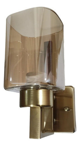 Aplique Simple Porta Ampolleta E27 Transparente Ambar Vidrio