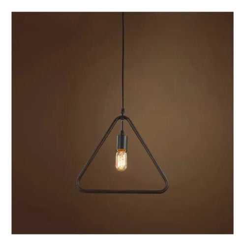 Lampara Colgante De Fierro Triangulo Vintage E27