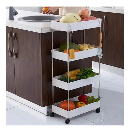 Estante Organizador Baño Cocina Con Ruedas 4 Niveles - Deus Group