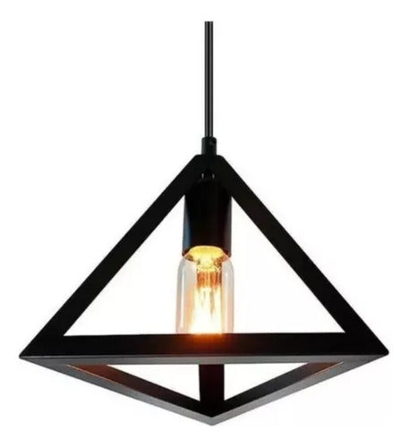 Lampara Colgante De Fierro Triangulo Industrial E27