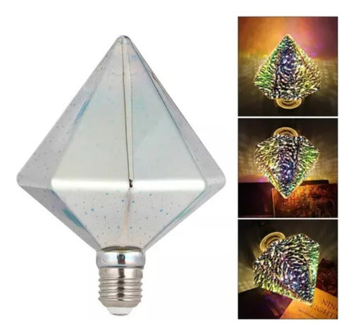 Ampolleta LED 3W RGB Diseño Diamante Decorativo Colores - Deus Group
