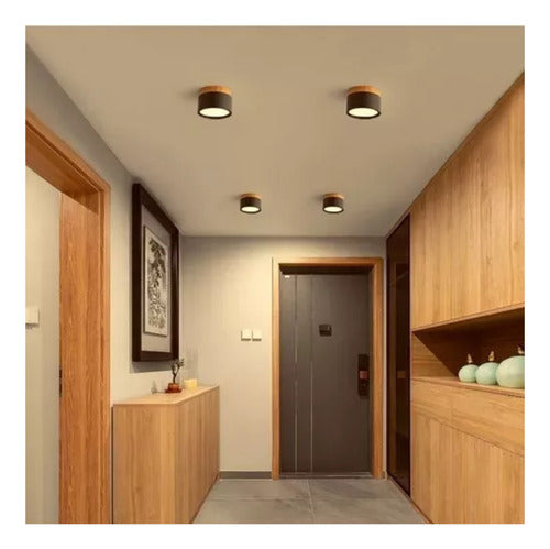 Panel Sobrepuesto Borde Madera Decorativo Led 6w Luz Cálida