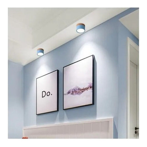 Panel Sobrepuesto Borde Madera Decorativo Led 6w Luz Fria