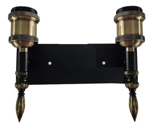 Aplique Doble Lámpara Foco LED Muro E27 Bronce Decoración - Deus Group