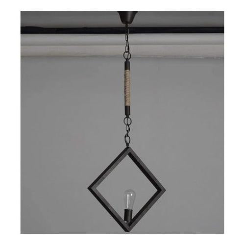Lampara Colgante Vintage Cañamo Retro Cadena Cuadro E27 - Deus Group