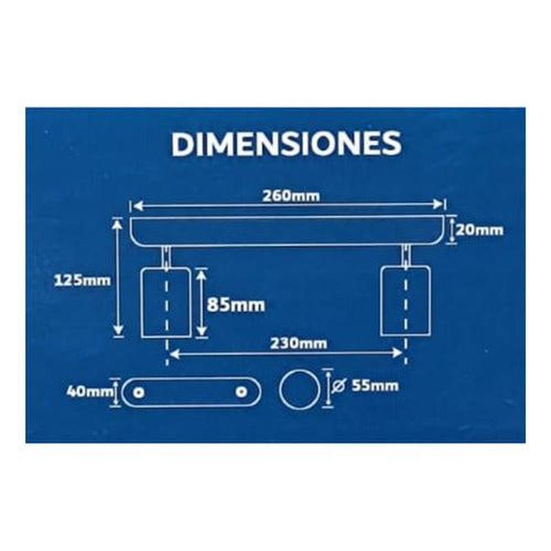 Aplique Blanco Porta 2 Ampolletas Dicroicas Doble Dirigible - Deus Group