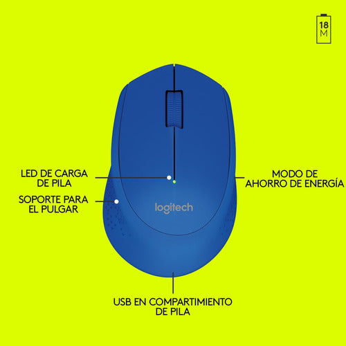 Mouse Inalambrico Logitech M280 Azul