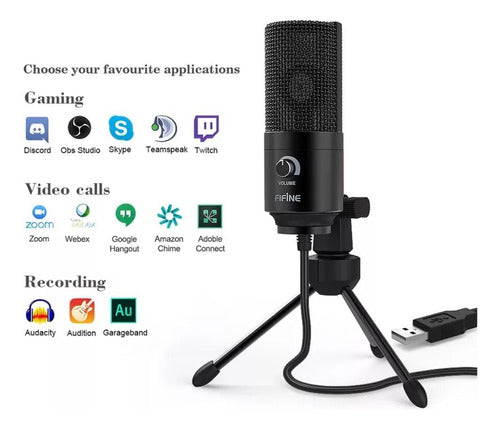 Micrófono De Condensador Fifine Pc Xbox Ps5 Mac Usb K669b