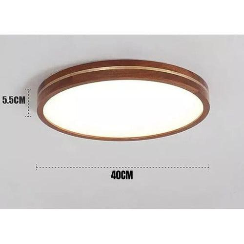 Panel Plafón Led Borde Madera 40cm Deco Sobrepuesto Redondo - Deus Group