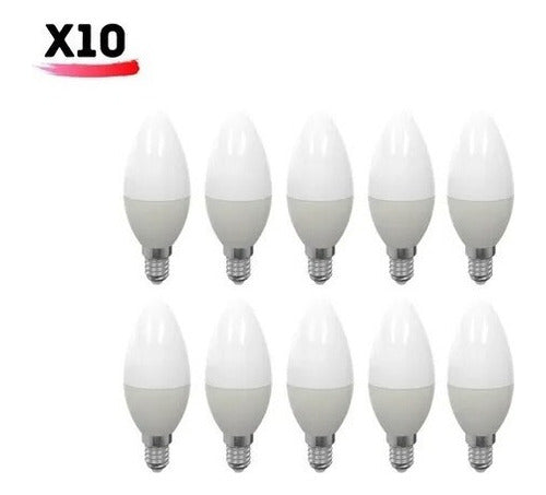Pack 10 Ampolleta Led Vela 5w E14 Rosca Delgada Empavonada