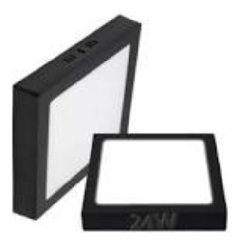 Panel Plafón Led 24w Sobrepuesto Cuadrado Borde Negro