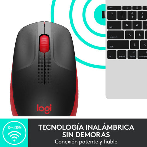 Mouse Inalambrico Logitech M190 Rojo Full Size