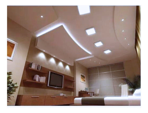 Pack 5 Panel Plafon Led Sobrepuesto Cuadrado 12w