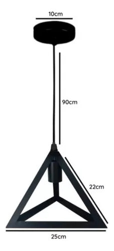 Lampara Colgante De Fierro Triangulo Industrial E27