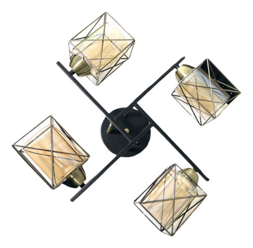 Pack 2 Aplique Cobre Cuadruple E27 Led Zibal Konnergie Deus