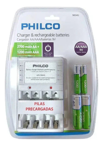 Cargador De Muro Para Aa/aaa/9v Con 2 Pilas Recargables