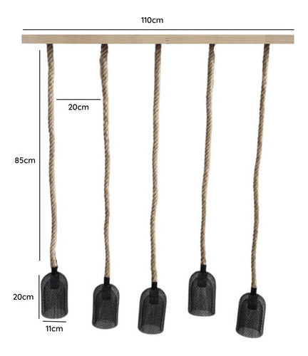 Lámpara Colgante Rústica Vintage Soga E27 + Ampolletas