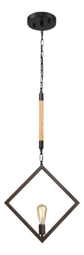 Lampara Colgante Vintage Cañamo Retro Cadena Cuadro E27