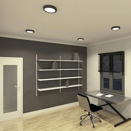 Panel Plafon Led Borde Negro Sobrepuesto Redondo 12w
