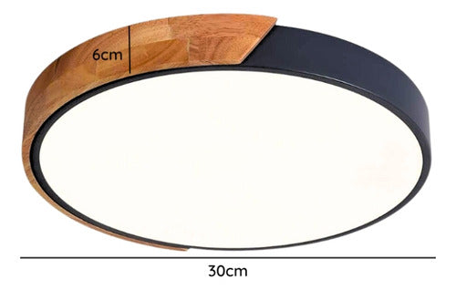 Panel Plafón Led Borde Madera Sobrepuesto Moderno 30cm Deco