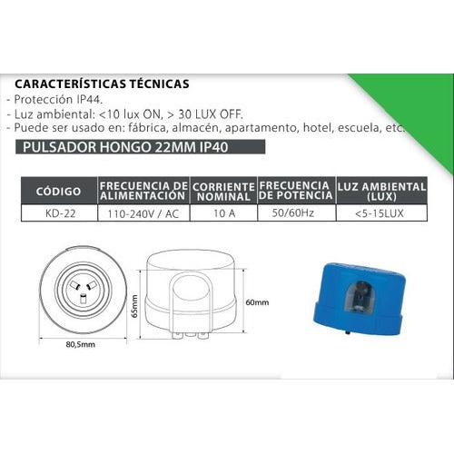 Fotocelda Control De Luminaria 220v 10a Con Base Incluida - Deus Group
