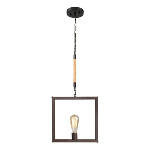 Lampara Colgante Vintage Cañamo Retro Cadena Cuadro E27 - Deus Group