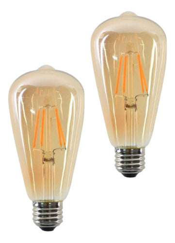 Pack 2 Ampolleta Vintage E27 Led St64 4w Konnergie Deus