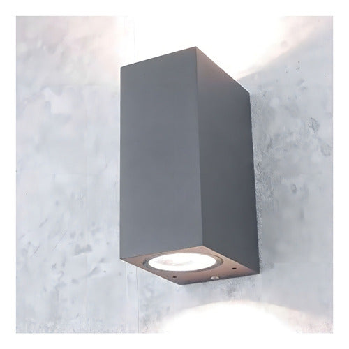 Aplique Lampara Muro Led Luz Doble 2*5w Luz Calida Exterior Color Gris