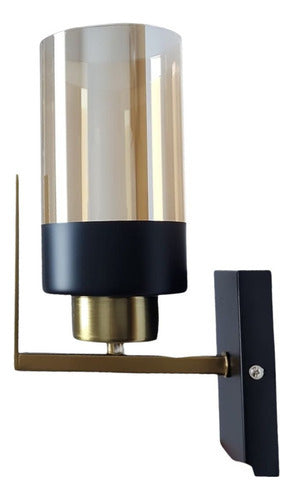 Lampara Aplique Vidrio Simple Porta E27 Ambar Circular Deco