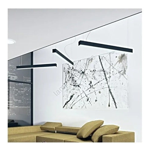 Lampara Led Lineal Colgante Negro 20w Decorativo Empavonado