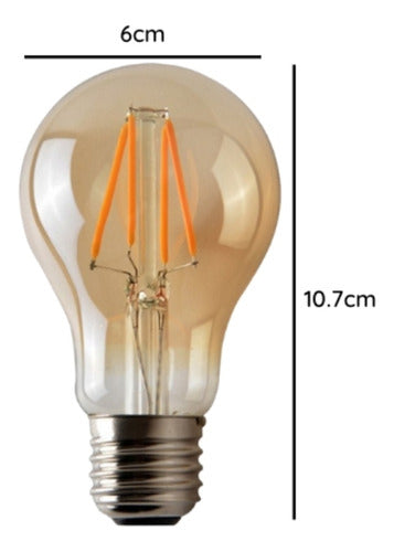 Pack 10 Ampolletas Led A60 Vintage 6w E27 2700k Ambar Retro