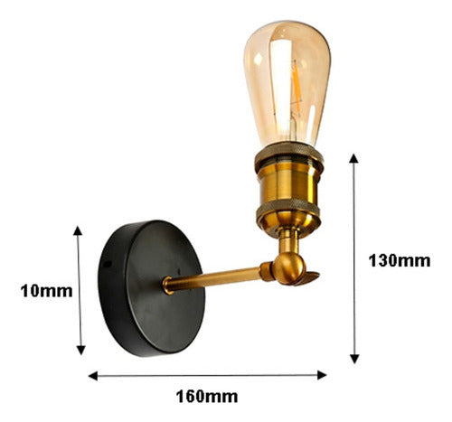 Aplique Lampara Foco Led Muro E27 Bronce Decoración Elegante - Deus Group