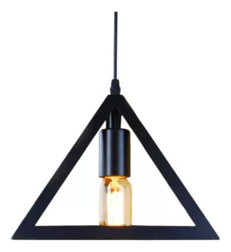 Lampara Colgante De Fierro Triangulo Industrial E27