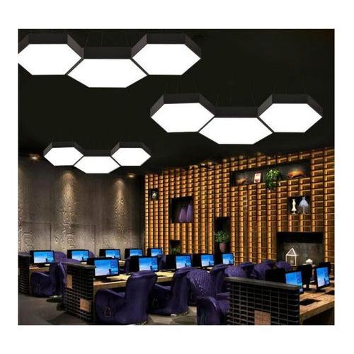 Lámpara Led Sobrepuesta Hexágono Colgante 60cm 48w Luz Fría - Deus Group
