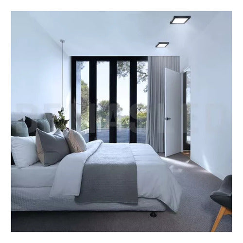 Panel Plafón Led 12w Sobrepuesto Cuadrado Borde Negro - Deus Group