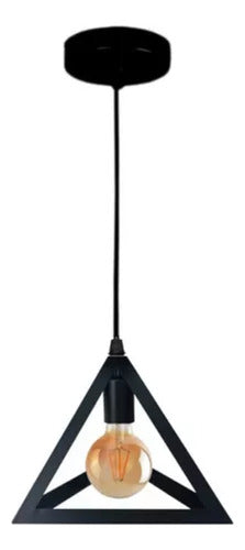 Lampara Colgante De Fierro Triangulo Industrial E27