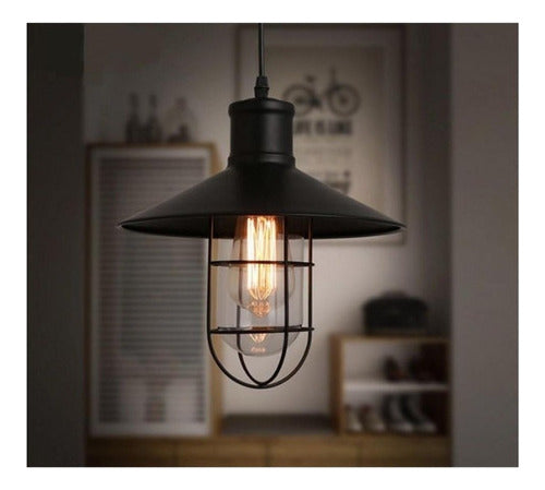 Lampara Colgante Tipo Farol Industrial Vintage E27