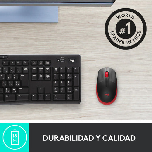 Mouse Inalambrico Logitech M190 Rojo Full Size