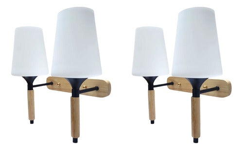 Pack 2 Lampara Aplique Doble Porta Ampolleta E27 Lusitania