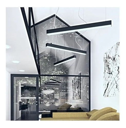 Lampara Led Lineal Colgante Negro 20w Decorativo Empavonado