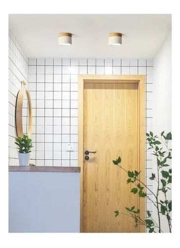Panel Sobrepuesto Borde Madera Decorativo Led 6w Luz Fria