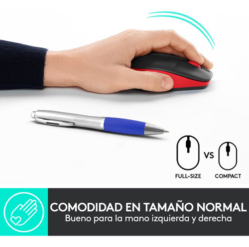 Mouse Inalambrico Logitech M190 Rojo Full Size