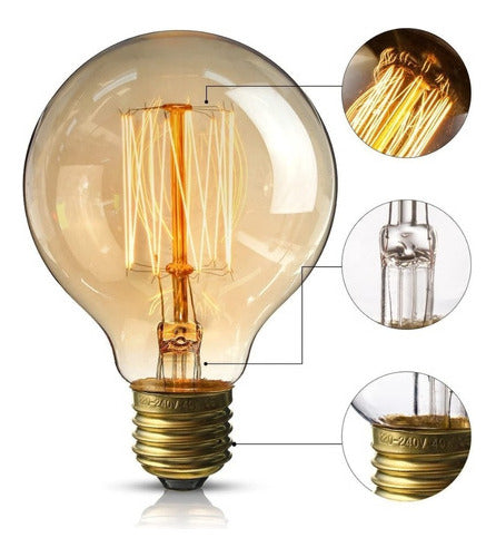 Ampolleta Filamento de Carbono G80 Globo 8cm Dimeable 40W E27 Luz Cálida