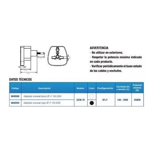 Adaptador Enchufe Universal Europeo Americano 110/220V - Deus Group
