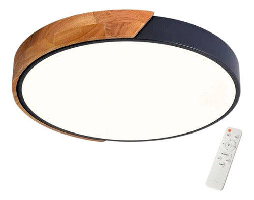 Panel Deco Plafón Led Borde Madera Sobrepuesto Moderno 40cm