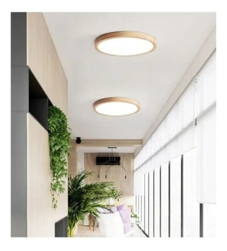 Panel Plafón Led Borde Madera Sobrepuesto Moderno 40cm 76w