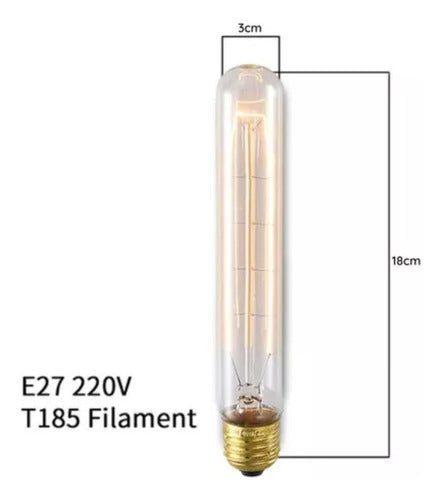 Ampolleta E27 Tubo Filamento de Carbono Dimeable E27 Luz Cálida