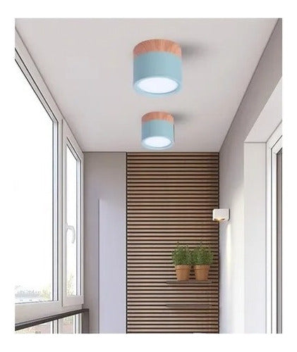 Panel Sobrepuesto Borde Madera Decorativo Led 6w Luz Fria