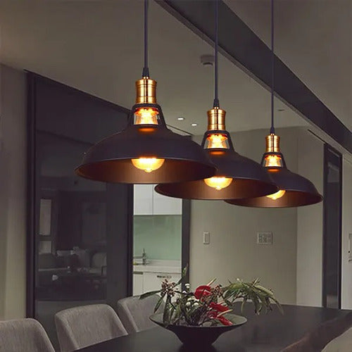 Lampara De Techo Vintage Decoración Retro Soquete E27 Color Negro