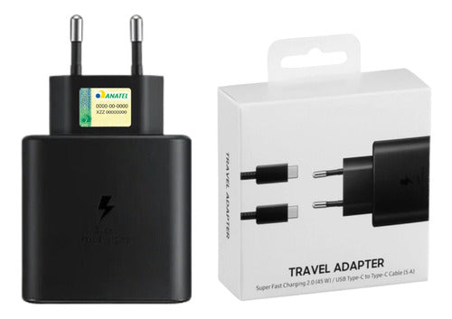 Cargador Genérica 45w Usb-c De Pared Con Cable Carga Super Rápida Negro